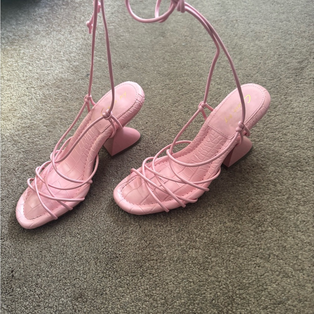 Circus by Sam Edelman Blush Pink Lace-Up Block Heel Sandals